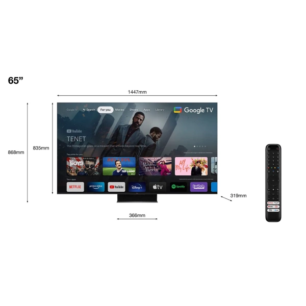 TV 65" TCL QLED 65C845 Google TV