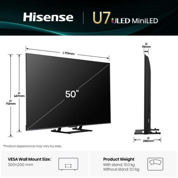 Hisense 50" 50U7Q4K ULED Mini-LED 4K UHD - Slika 2