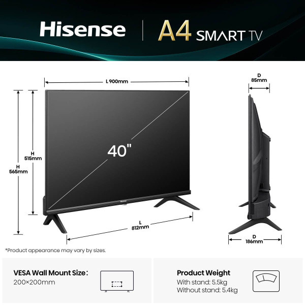 Hisense 40" LED TV 40A4Q Full HD Smart TV - Slika 4