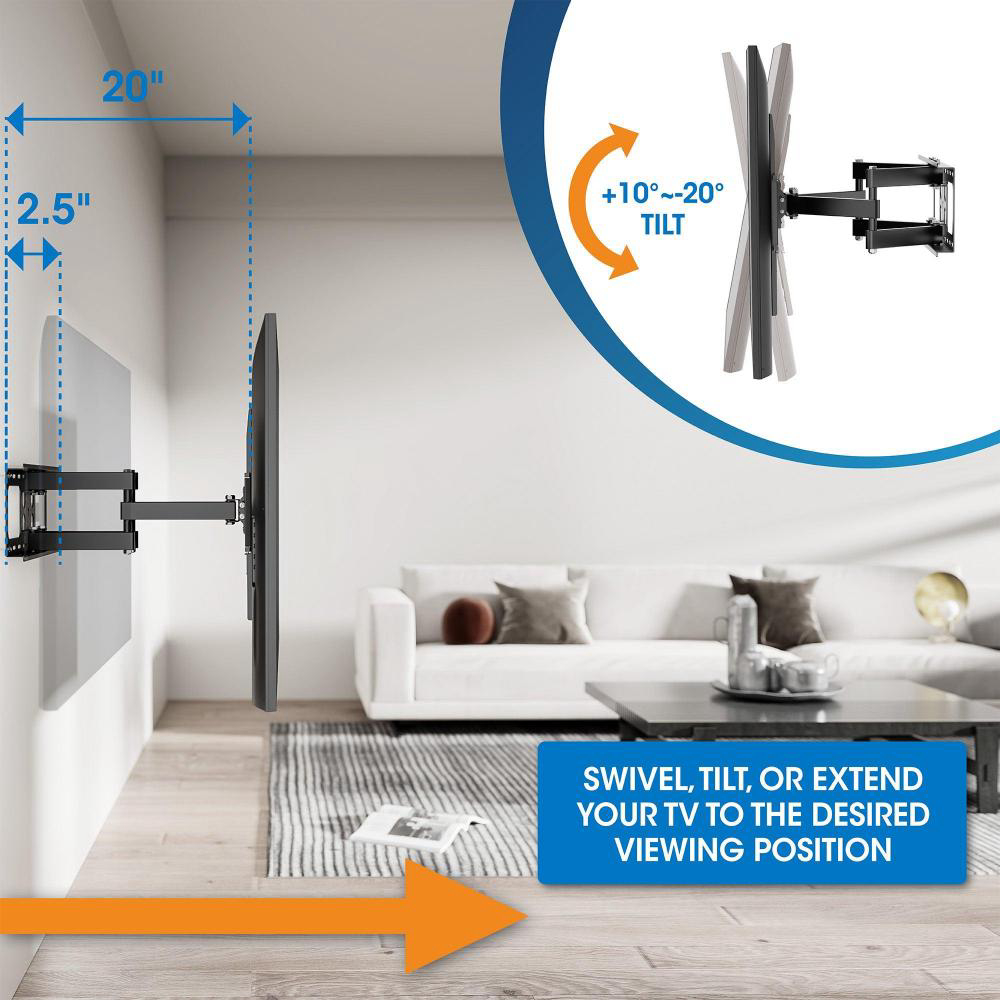 Zidni nosač za TV sa zglobom nagibni Manhattan Outdoor Full-Motion (37" do 86") do 50kg Post-Leveling crni 462150 - Slika 6